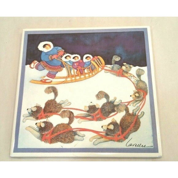 Barbara Lavalle Alaska Eskimo Sled Dog Trivet Bell Set 1995 Vtg - Picture 3 of 4